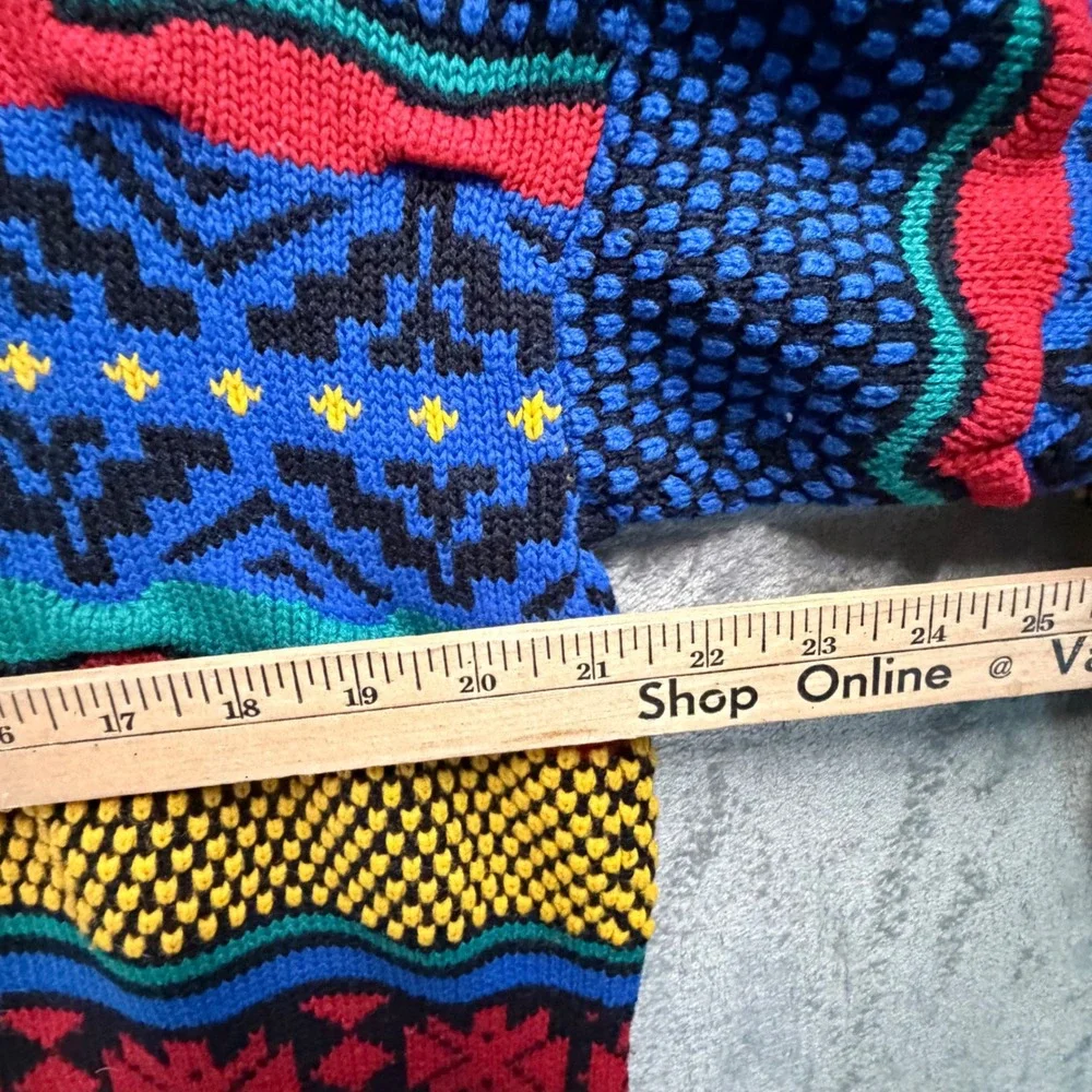 Vintage Lightning Bolt 90s Knit Sweater L Dopamine Dressing Grandpa Core